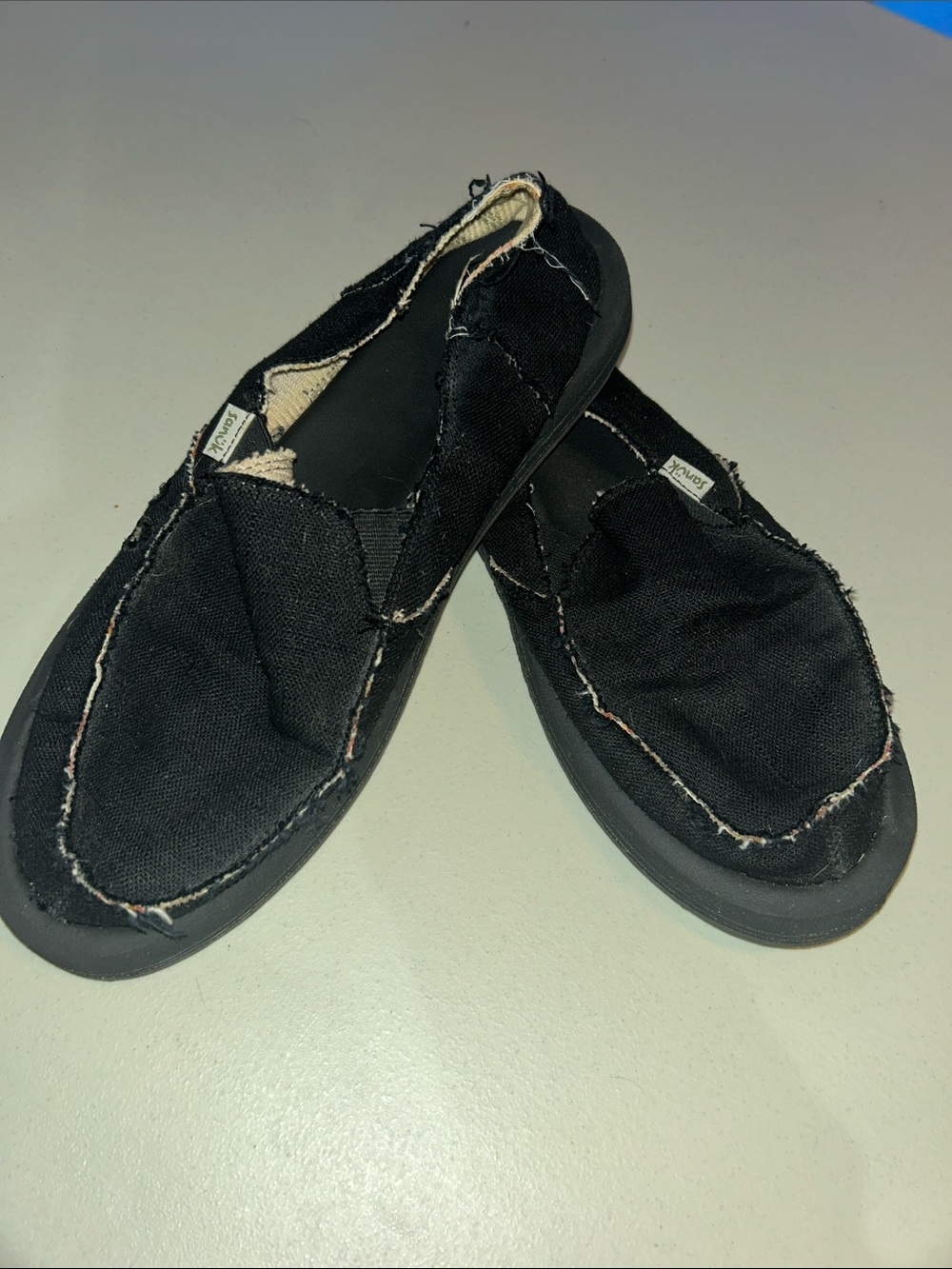 Sanuk Black Canvas Slip-On Women's Slippers